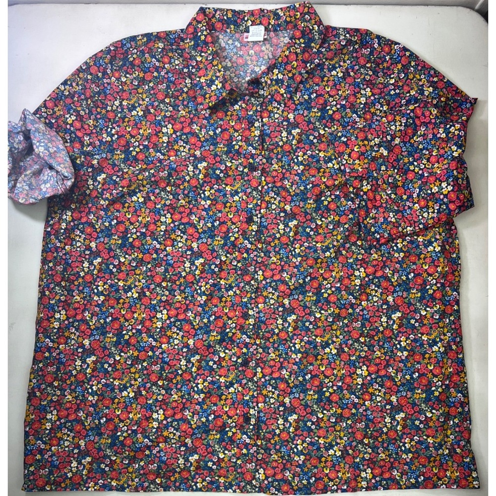 Vtg Floral Button Up Shirt Short Sleeve Cotton Cottage American Sweetheart XX